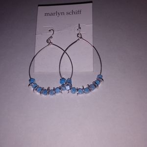 Marlyn Schiff distressed silver and blue teardrop style earrings